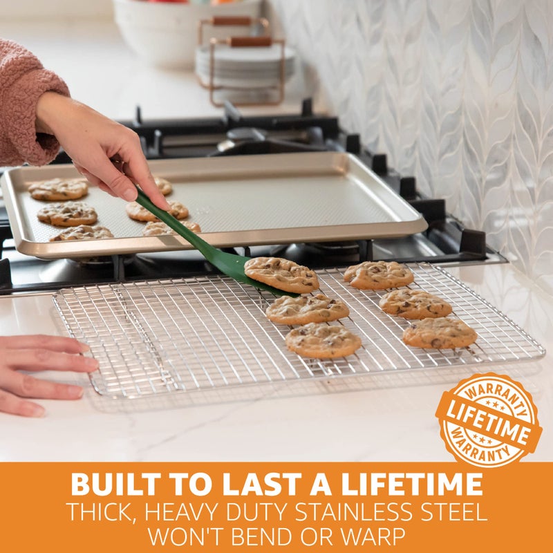 Priority Chef PriorityChef 18/8 Stainless Steel Cooling Rack, Heavy Duty Baking Rack For Oven Cooking, Fits Half Sheet Pan, Wire Rack For Cooking, Bacon, Cookie Cooling Rack, 11.5" x 16.5" - Image 2